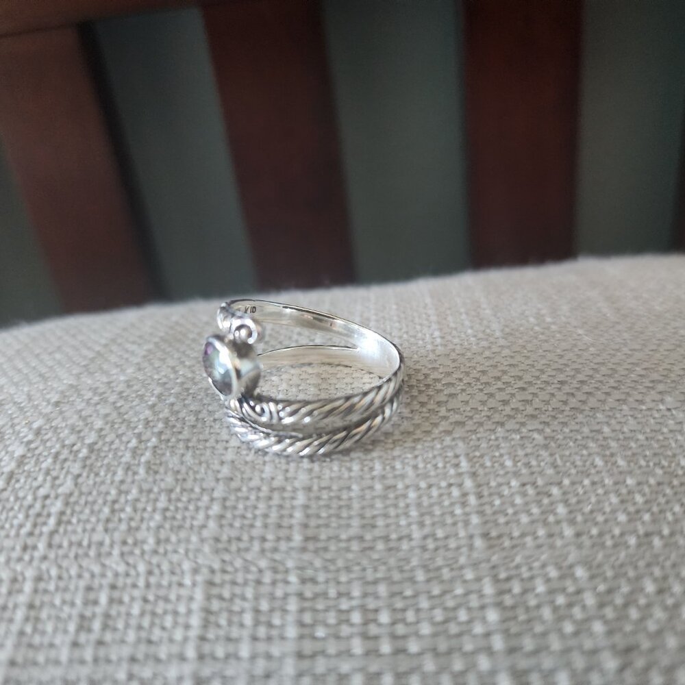 Artisan Crafted by Robert Manse S/S & 14kt gold Mystic Quartz Wrap Ring Size 10 - Picture 2 of 4